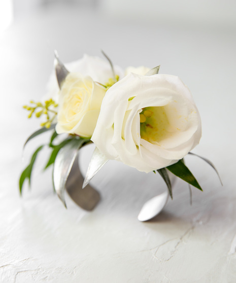 Metallic Silver Cuff Corsage