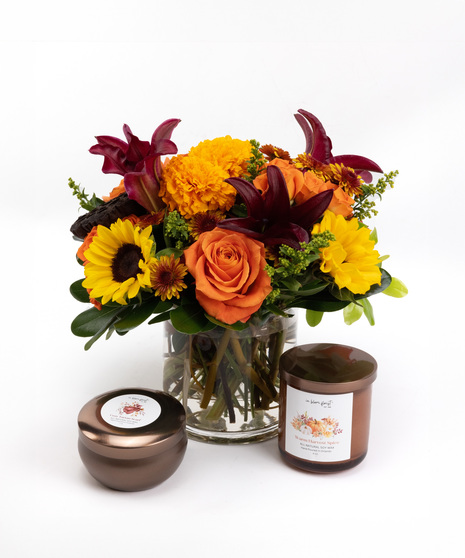 Autumn Warmth Bouquet & Candle Duo