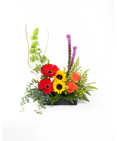 Reminisce on the beautiful memories you have with a loved one with this arrangement of colorful blooms. Have it shown during the funeral service or sent to the family's home.