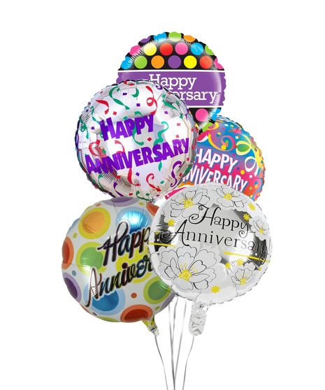 The bouquet comes with 5 festive mylar balloons tied together with a ribbon.